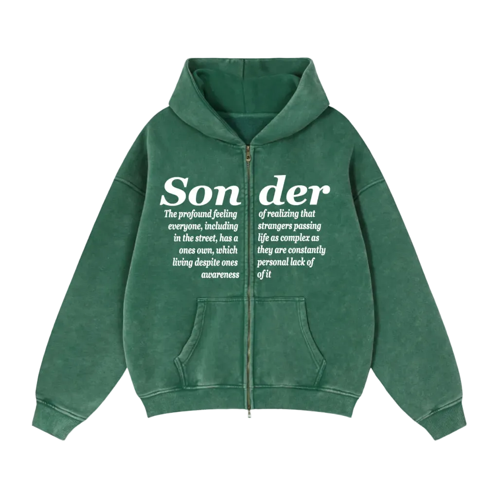 Sonder series - double zip acid wash boxy hoodie