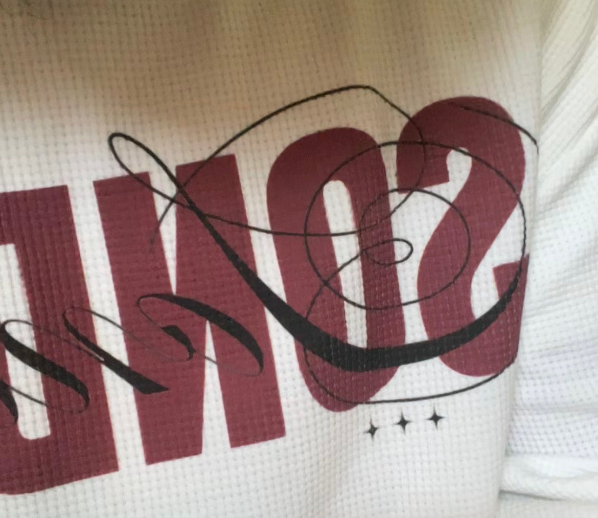 Raw edge waffle knit - cream