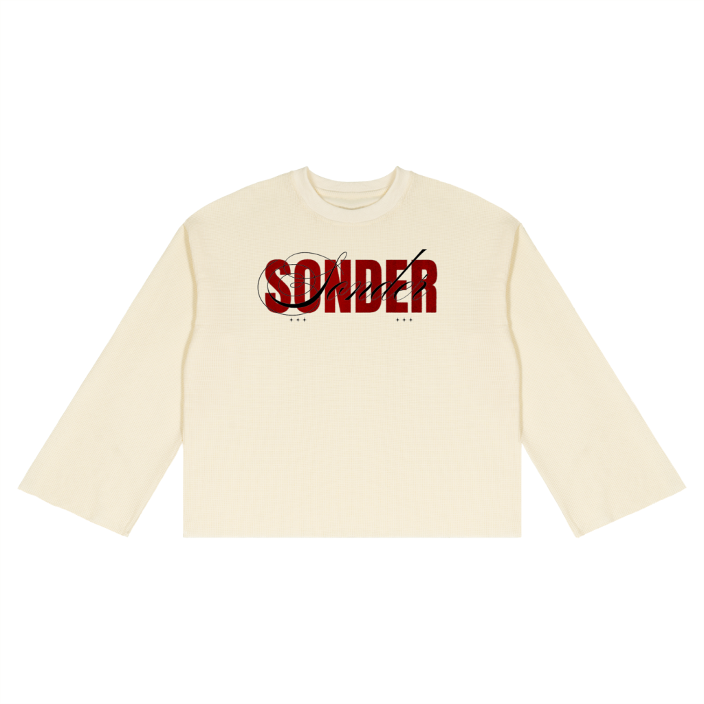 Raw edge waffle knit - cream