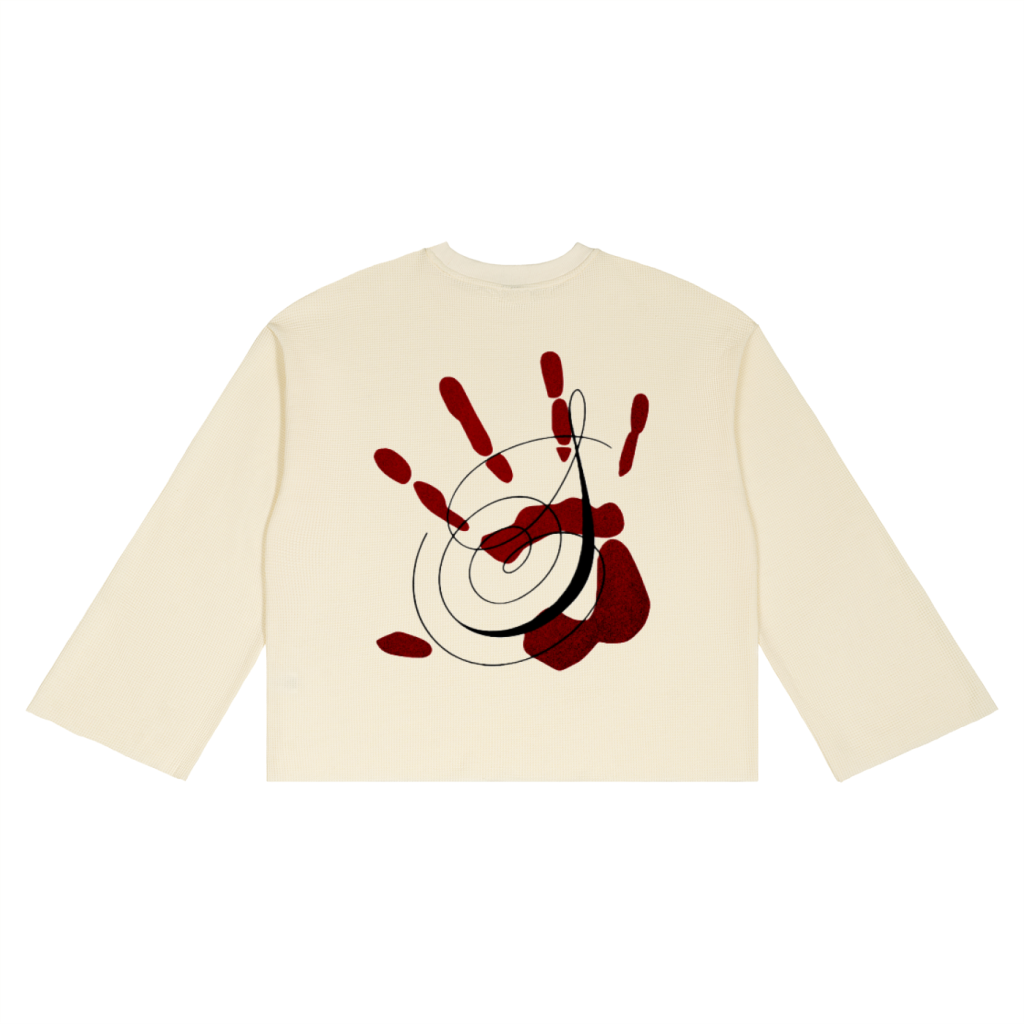 Raw edge waffle knit - cream