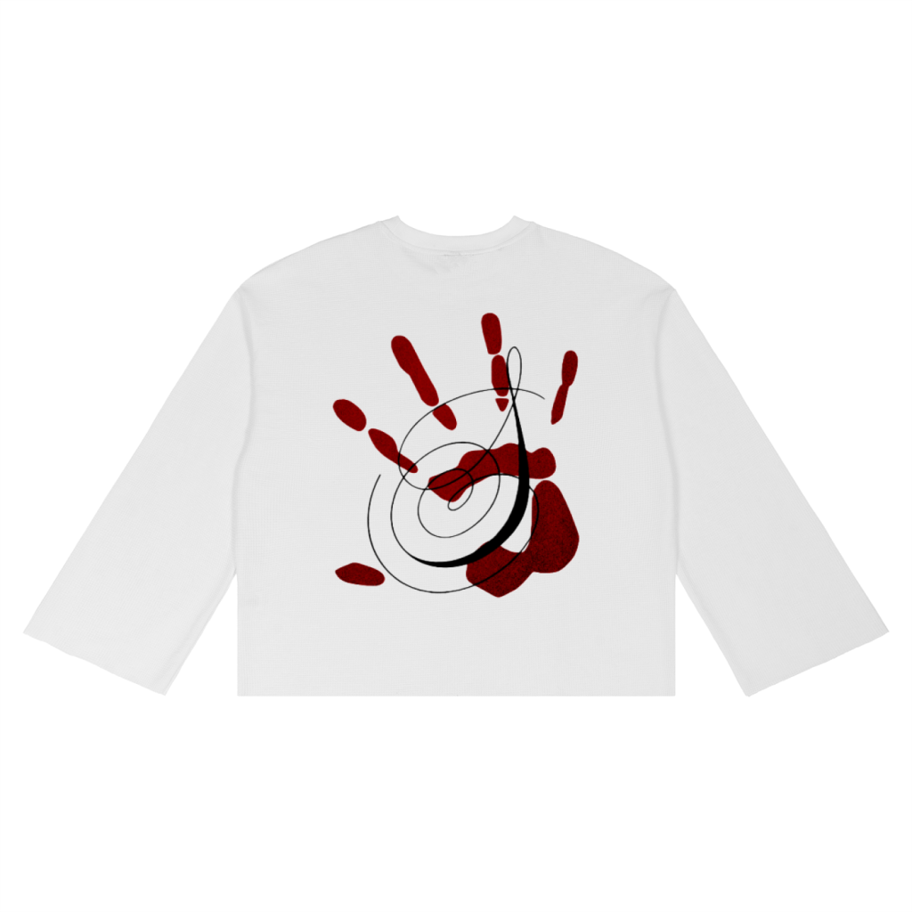 Raw edge waffle knit - white