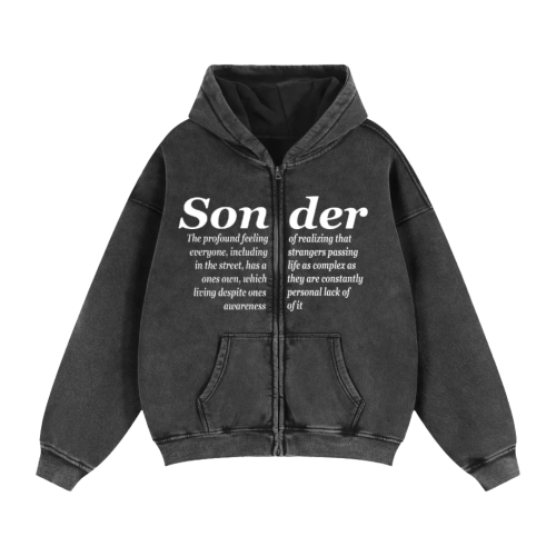 Sonder series - double zip acid wash boxy hoodie