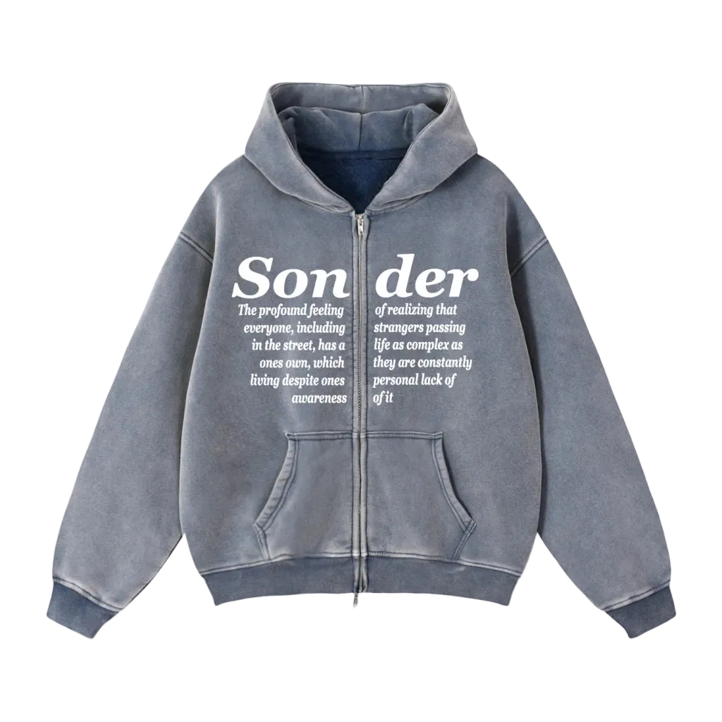 Sonder series - double zip acid wash boxy hoodie